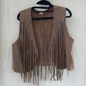 STUNNING brown suede leather vest with fringe